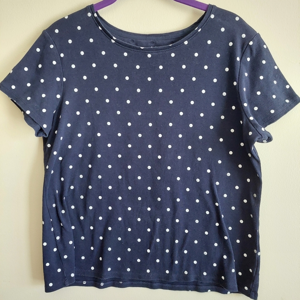 Croft & Barrow classic tee polka dot petite medium